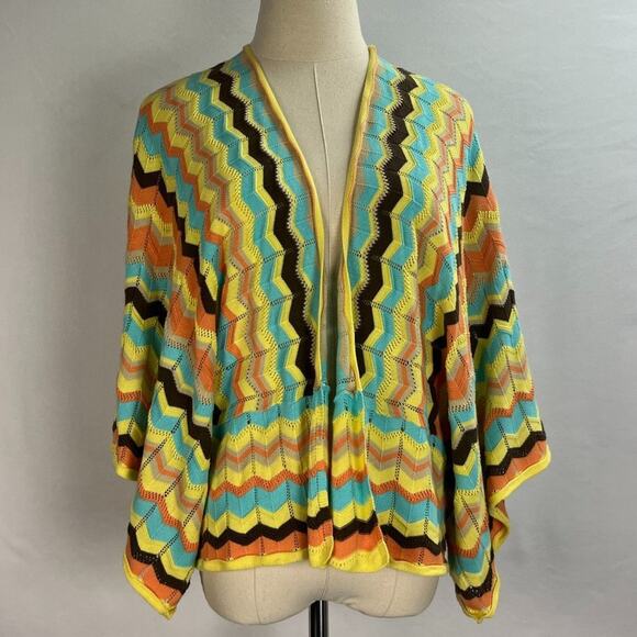 Chelsea & Violet Cute dolman sweater Cardigan Multicolor Chevron sz S - Picture 1 of 5